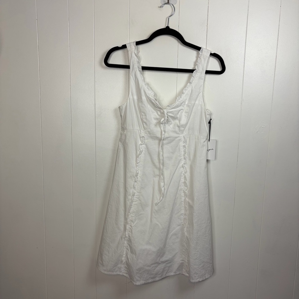 Japna White Ruffle A-Line Smocked Summer Dress Cotton New NWT size Small Beach - Picture 2 of 11